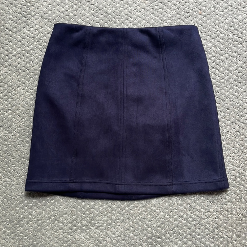 Wild Honey Navy Blue Suede Mini Skirt